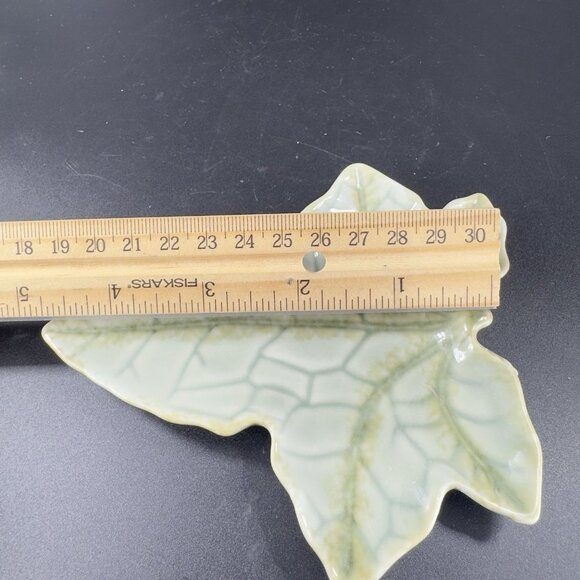 Christian Tortu Paris Light Sage Green Fine Porcelain Ware Leaf Plate Dish Set 2 - Picture 6 of 13